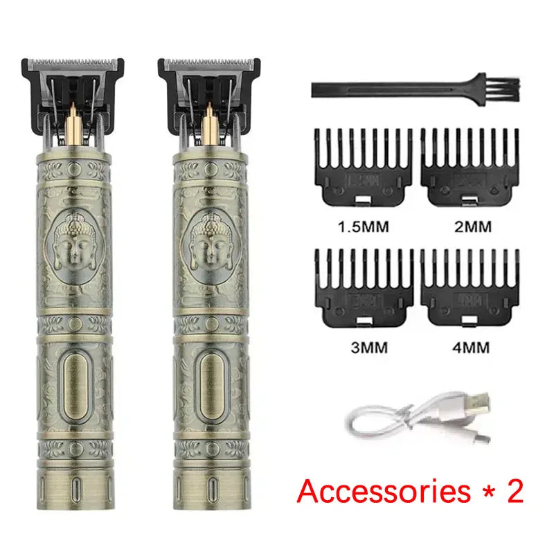 Máquina de Cortar Cabelo Vintage com Carregamento USB, Aparador Elétrico Portátil, Barbeador Profissional, Presente para Namorado