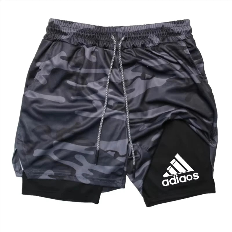 Shorts de compressão masculino verão ginásio fitness correndo treinamento esportes shorts dois-em-um malha respirável shorts de secagem rápida