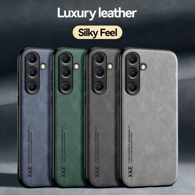 Capa de telefone ultrafina de couro de luxo para samsung galaxy s26 s25 s24 s23 s22 s21 ultra plus sensação de seda capa macia para suporte de carro
