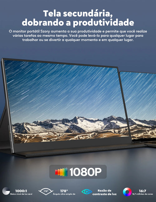 Amoudo 15.6 Polegada monitor portátil 1920x1080p display móvel ips painel lcd penhole suporte vesa udc mini hdmi estender display