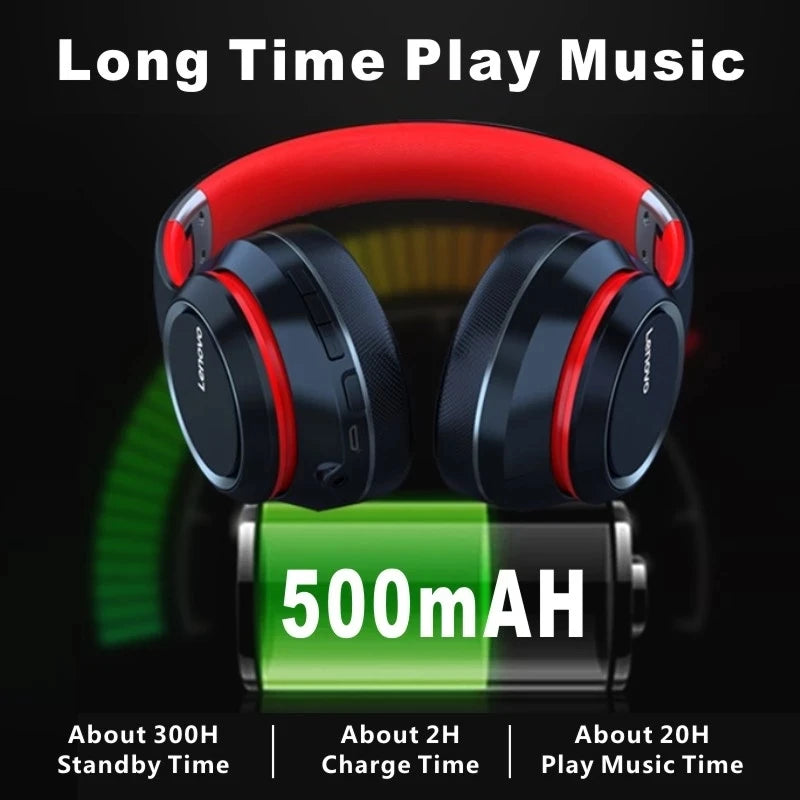 Lenovo hd200 fones de ouvido bluetooth over-ear dobrável computador sem fio cancelamento de ruído alta fidelidade estéreo gaming headset