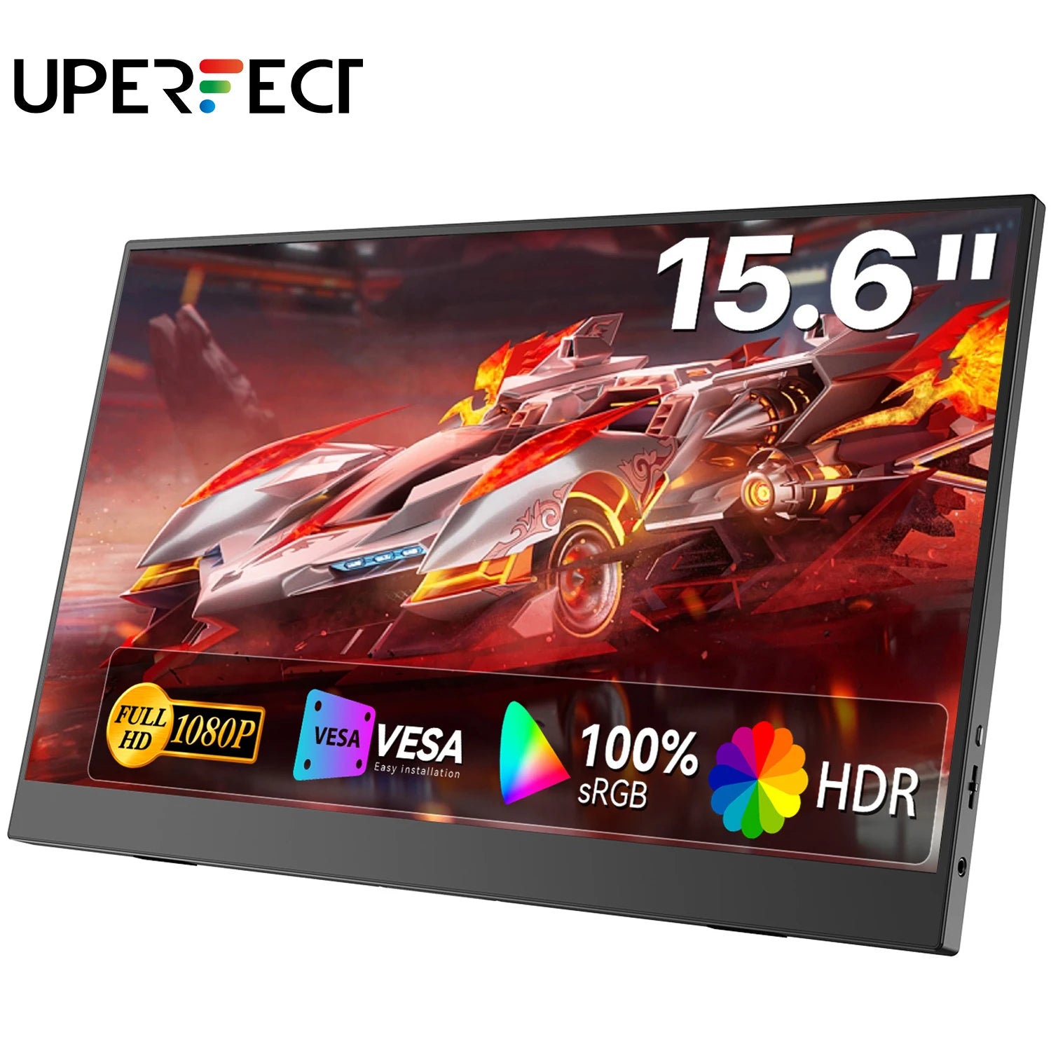 UPERFECT 15.6'' 1920*1080 60Hz Monitor portátil 16:9 tela IPS com o tipo-C Mini HDMI segunda exibição suporte traseiro 2 alto-falantes para o portátil XBox PS4/5 interruptor caixa de TV PC extensão móvel MAC