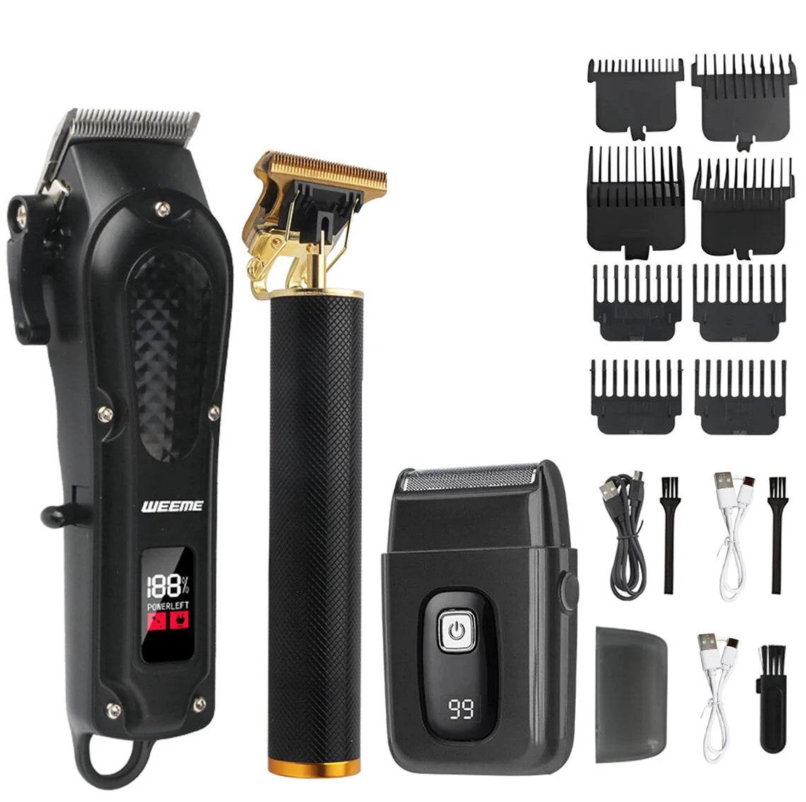 Máquina de cortar cabelo elétrica masculina vintage t9, aparador de barba/máquina de corte de cabelo recarregável com kit aparador de cabelo de nariz, presente para namorado