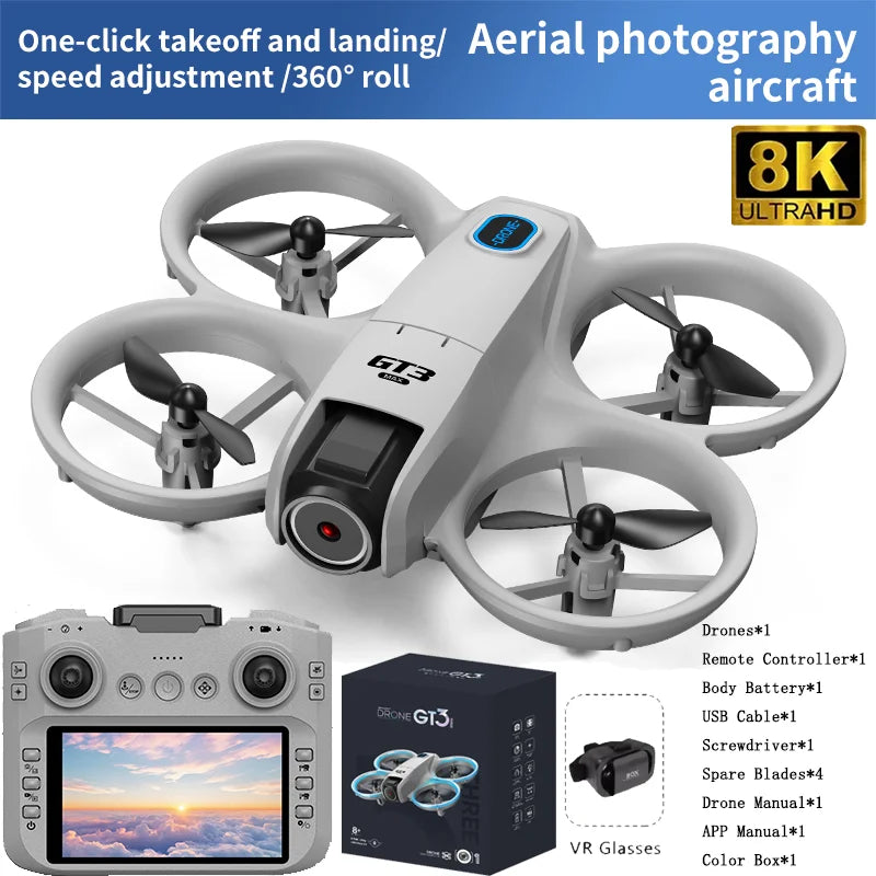 Drone Mini GT3 MAX 5G 8K com Câmera GPS Pro HD para Fotografia Aérea com Iluminação Dinâmica e Controle Remoto