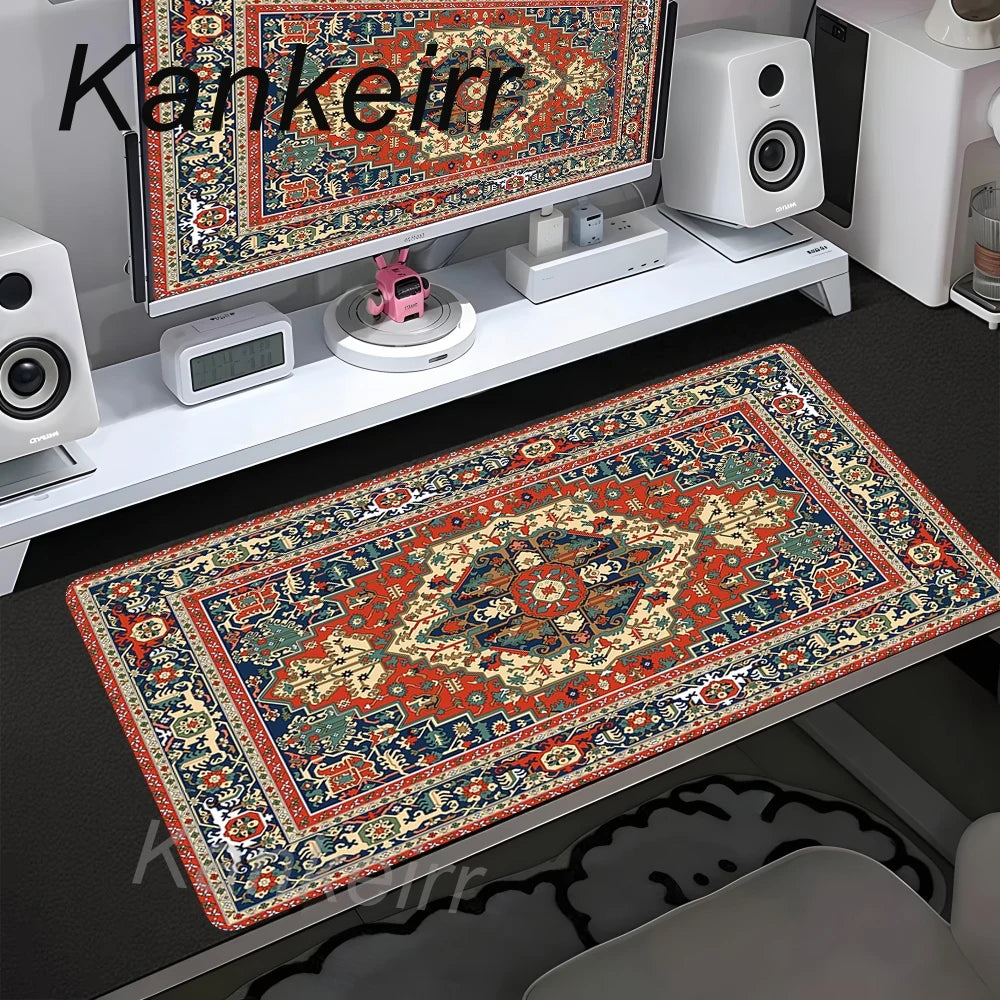 Tapete de Mesa Grande com Estampa Persa, Antiderrapante, para Escritório, Gamer, Acessório de Computador, Tapete de Velocidade para Mesa