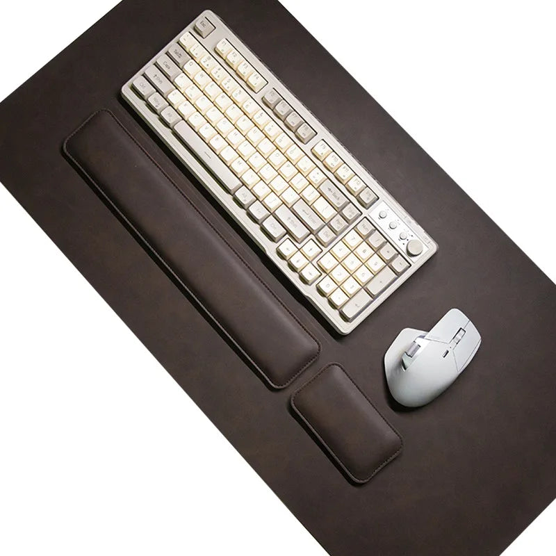 Tapete de Mesa Impermeável em PU, Mouse Pad Grande, Tapete Antiderrapante para Laptop, Tapete para Teclado, Protetor de Pulso para Mouse, Conjunto de Três Peças