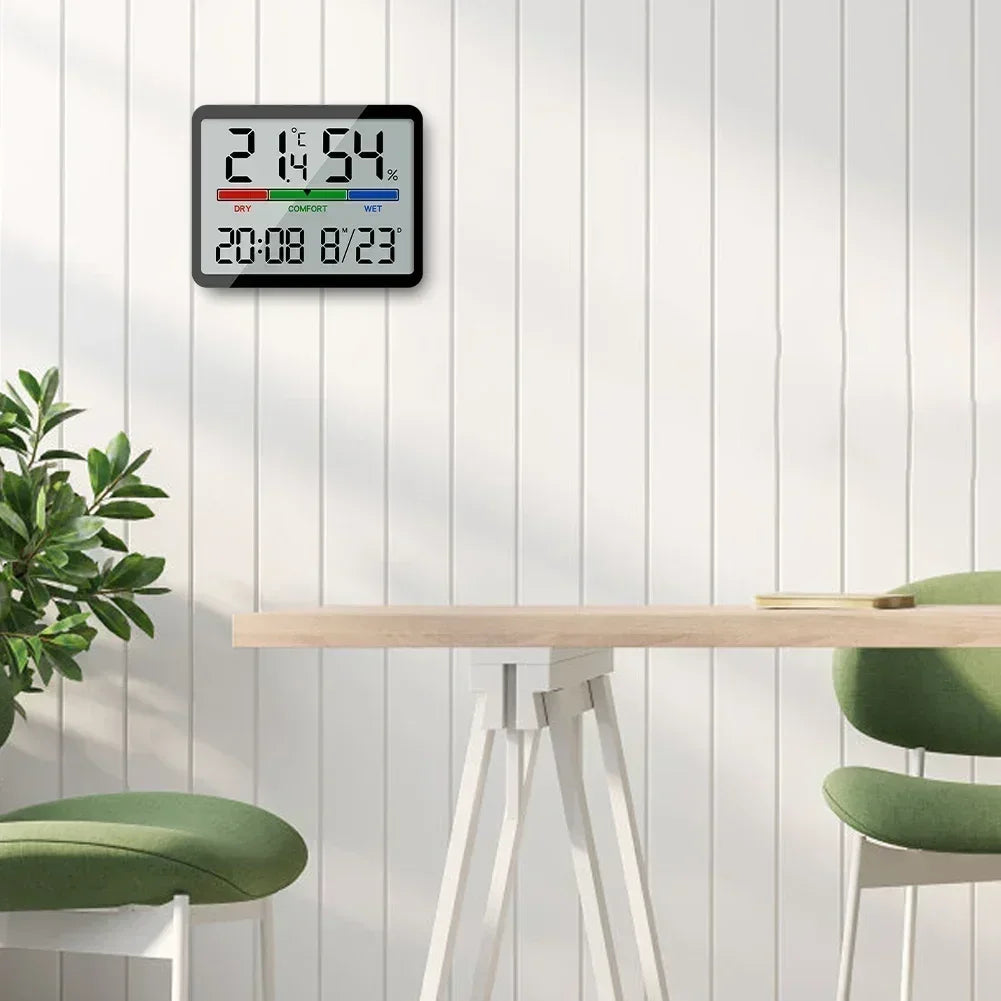 Relógio eletrônico de temperatura multifuncional com bateria cr2030 alimentado 3.5x2.7x0.6 polegadas acessórios magnéticos de parede pendurada lcd