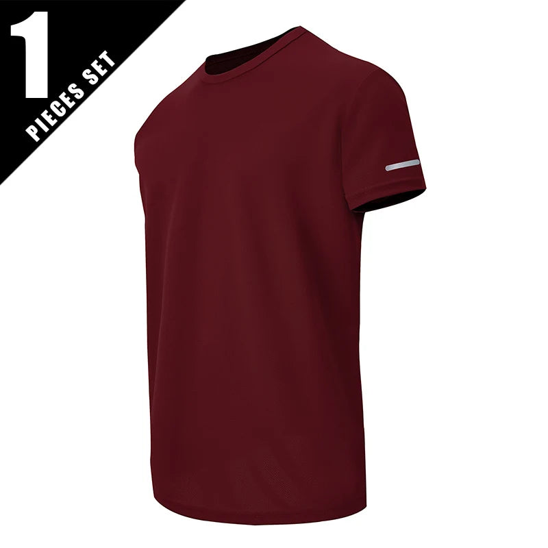 4/1 pçs verão masculino cor sólida coringa de secagem rápida manga curta solta plus size esportes correndo jogando camisa masculina de meia-idade