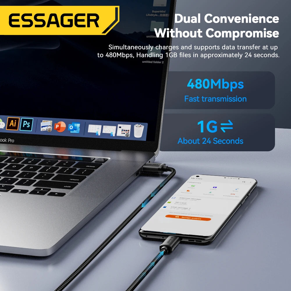 Essager cabo micro usb 2a cabo usb de carregamento rápido para telefone móvel carregador de dados usb fio 3m