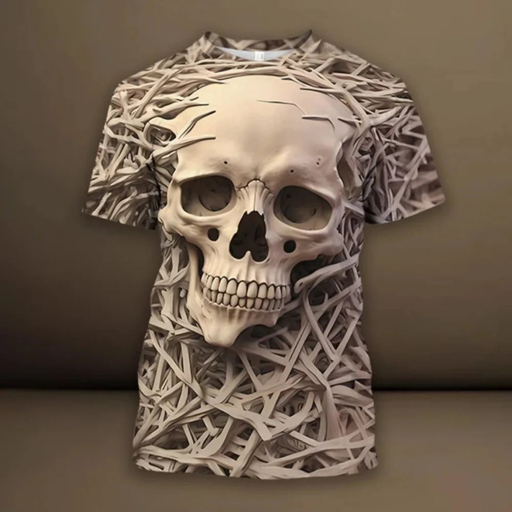 2024 verão nova camiseta masculina harajuku aranha crânio 3d impresso camiseta roupas masculinas moda punk t casual street wear camiseta