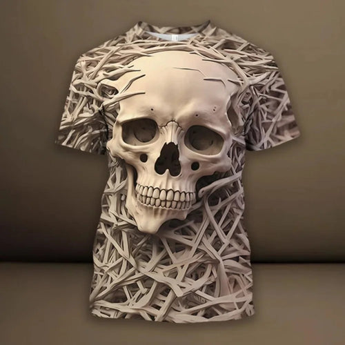 2024 verão nova camiseta masculina harajuku aranha crânio 3d impresso camiseta roupas masculinas moda punk t casual street wear camiseta
