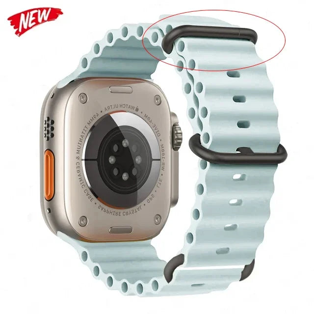 Pulseira oceano para apple watch ultra 2 band 49mm 10 9 8 7 45mm 41mm pulseira de silicone iwatch 6 5 4 3 se 44mm 40 42mm banda