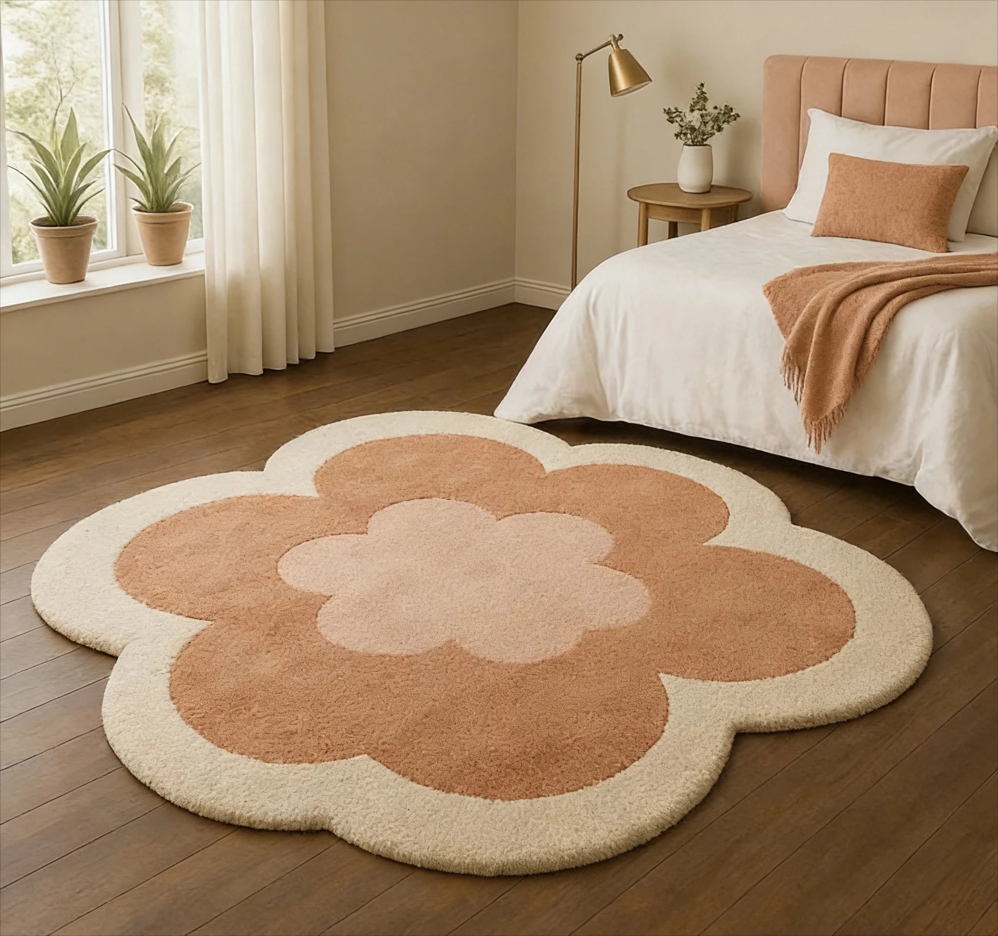 Forma de flor tapetes para sala estar forma irregular decoração do quarto menina tapete engrossado pelúcia cabeceira tapete macio