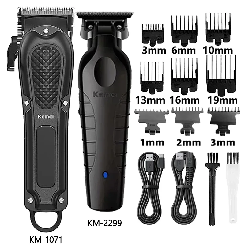 Kemei máquina de cortar cabelo Km-1071 Km-2299 Km-2024 ubs recarregável sem fio aparador de barba poderosa máquina de cortar cabelo elétrica para homem