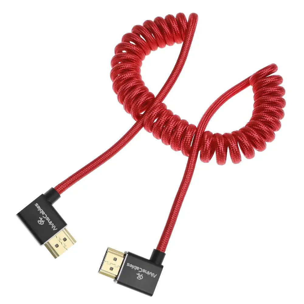 Alvin's Cables 8K HDMI 2.1 Cabo 8K 60Hz 4K 120Hz de alta velocidade para monitor Atomos Ninja, cabo enrolado trançado de ângulo esquerdo para direito