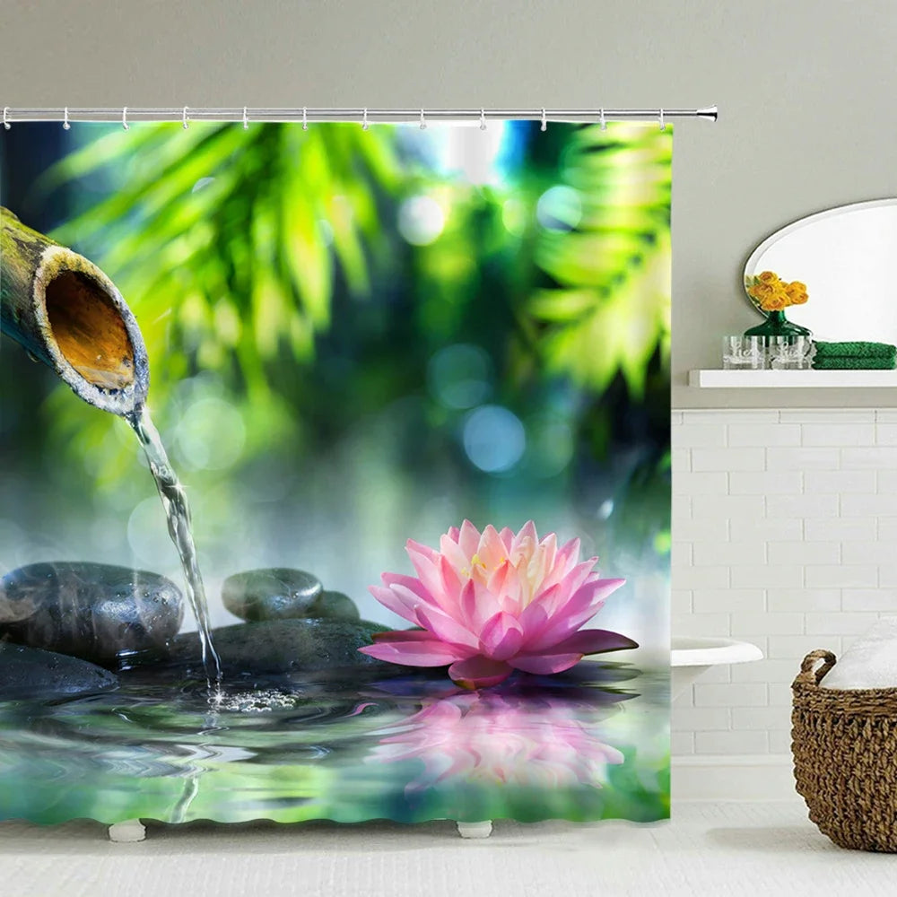 Cortina de banho 3d impressão janela cenário floresta cortinas de chuveiro 180*200cm à prova dwaterproof água cortina do banheiro tecido lavável com ganchos