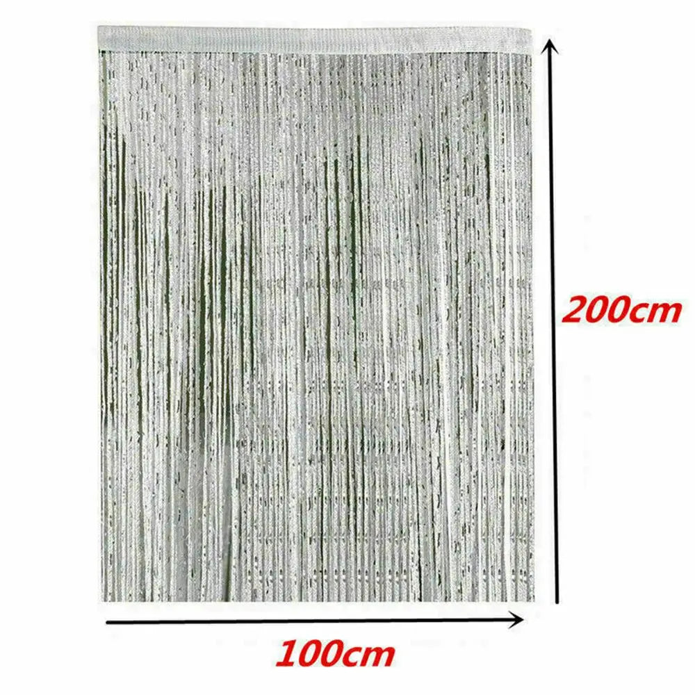 Borla Janela Cortinas para Porta, Painel Brilhante, Pendurado cortinas frisadas, Glitter String, Porta Fly Screen, Decoração do partido, 2 m x 1m