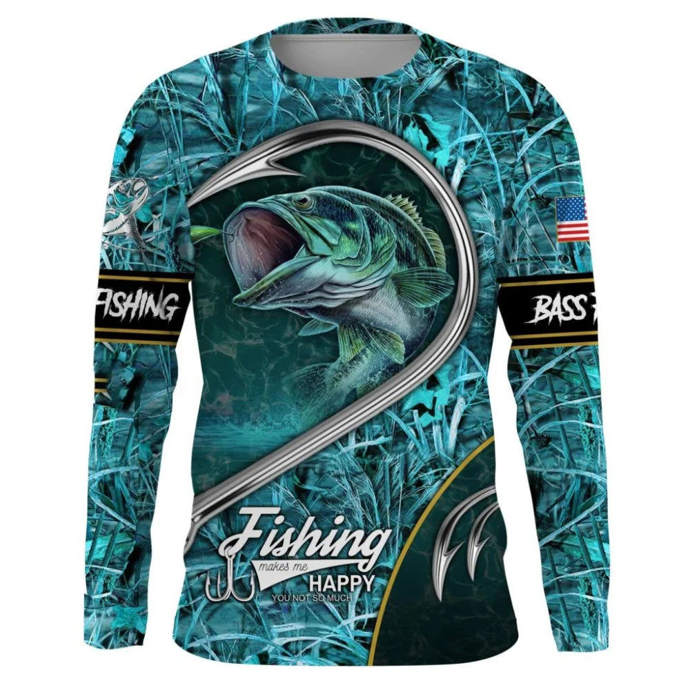 Camisas de pesca camisetas masculinas de manga longa roupas masculinas outono streetwear tripulação pescoço pullovers dos homens t camisa casual roupas masculinas