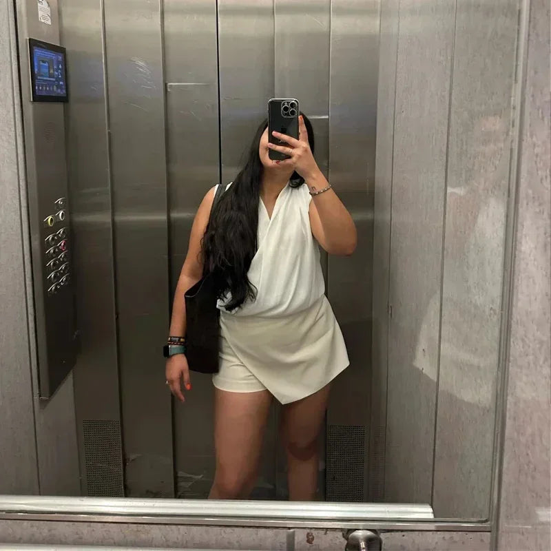 Hxao skort para mulher de cintura alta branco preto saia calças mulher verão 2024 assimétrico cáqui saia shorts casual feminino skort