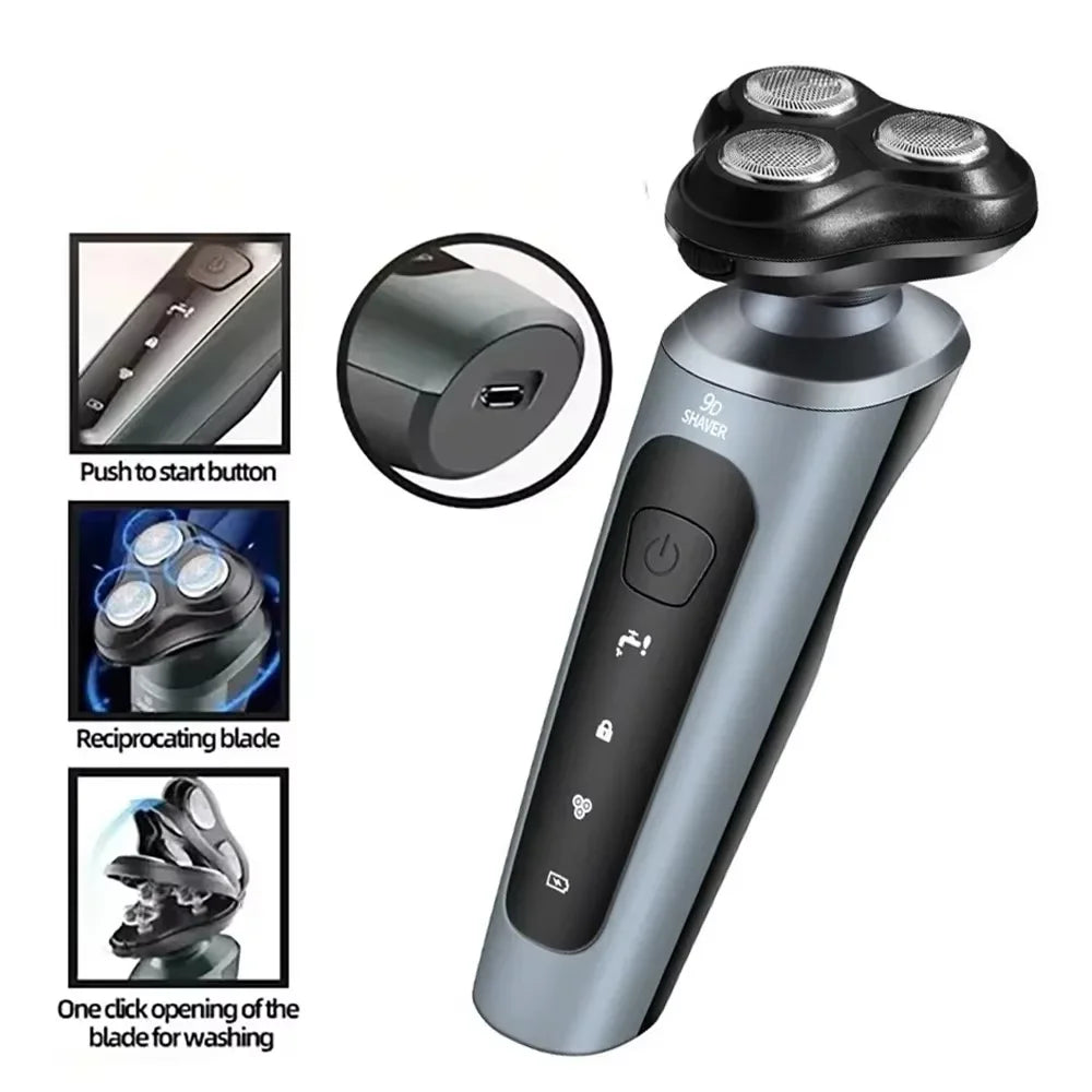 Barbeador recarregável inteligente masculino, navalha de barba molhada/seca, abs tondeuse, dissolução de barba, navalha recarregável para pele lisa