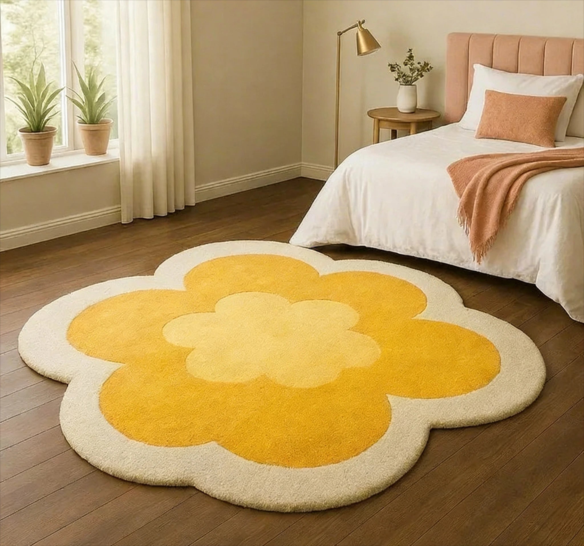Forma de flor tapetes para sala estar forma irregular decoração do quarto menina tapete engrossado pelúcia cabeceira tapete macio