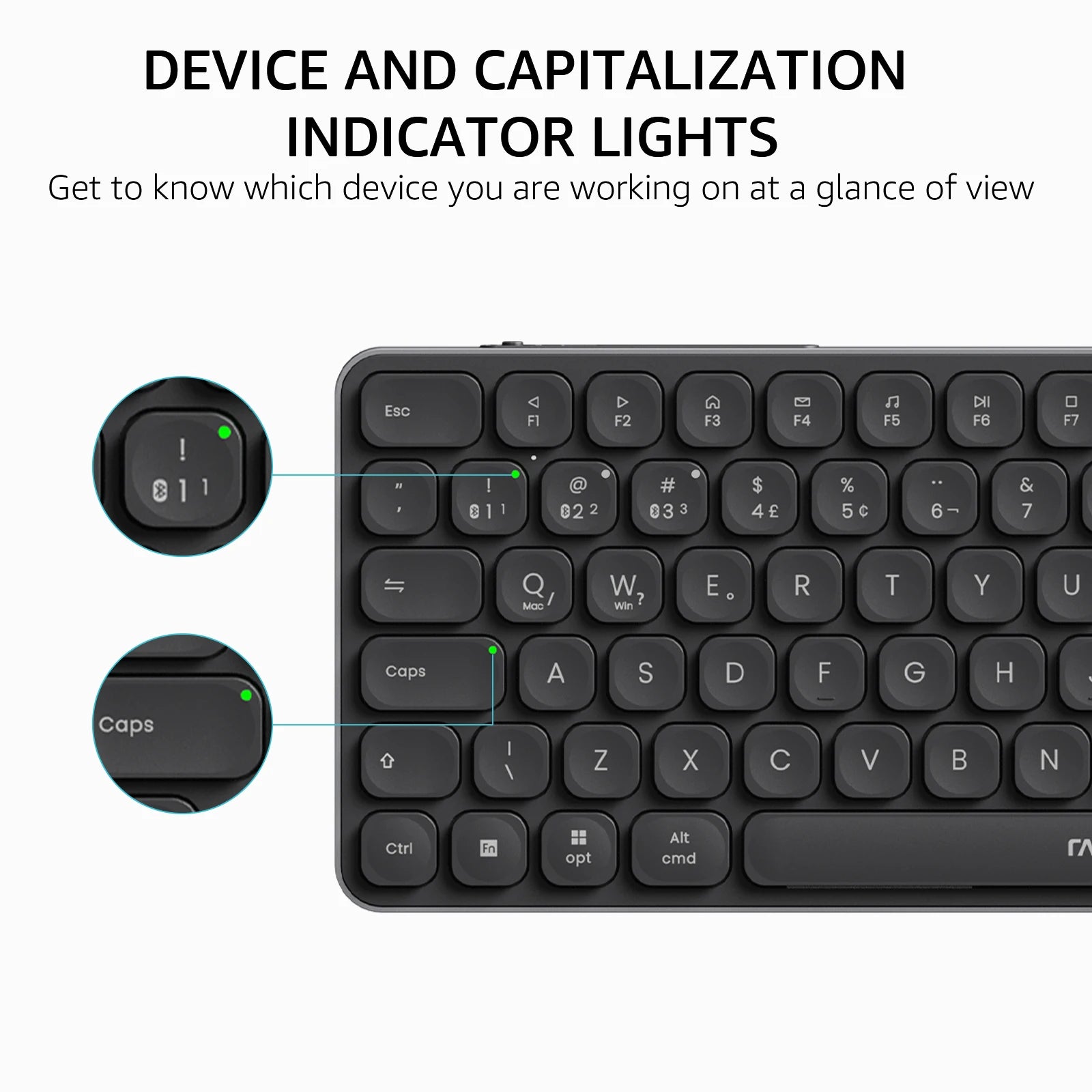 Rapoo E9050L/9010M ABNT2 Português Brasil Multi-Dispositivo Bluetooth Teclado Sem Fio Cor Preta com Chave Multimídia