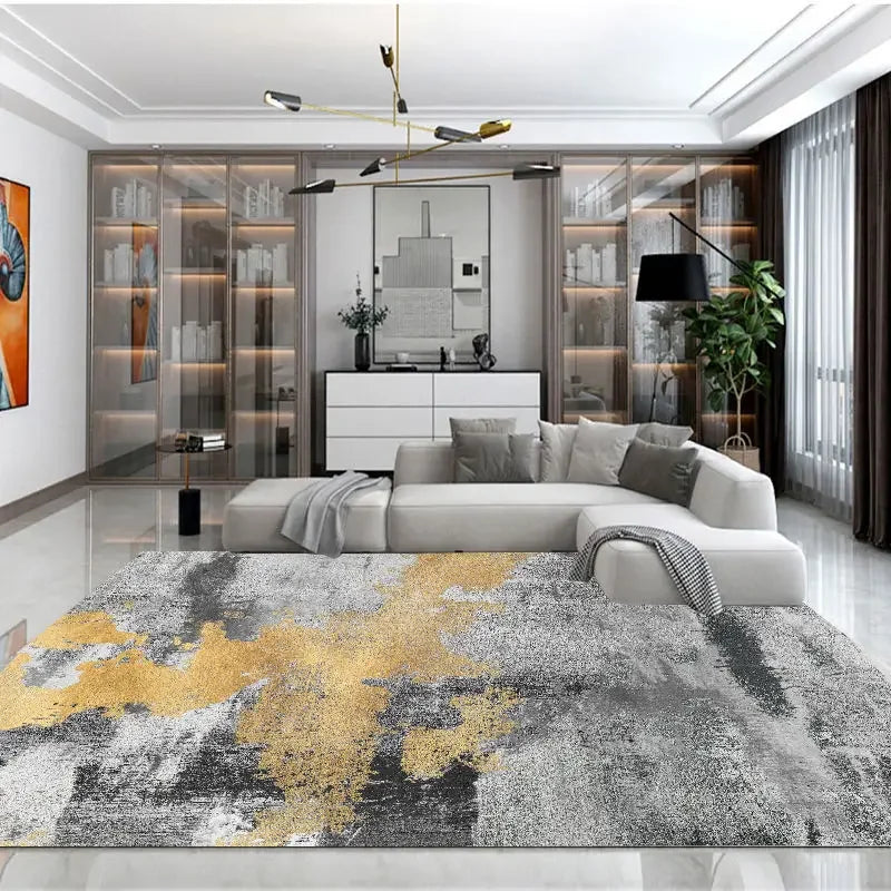 Moderno simples sala de estar decoração tapete grande área macia lounge tapete cinza nórdico para o quarto lavável anti-deslizamento tapete