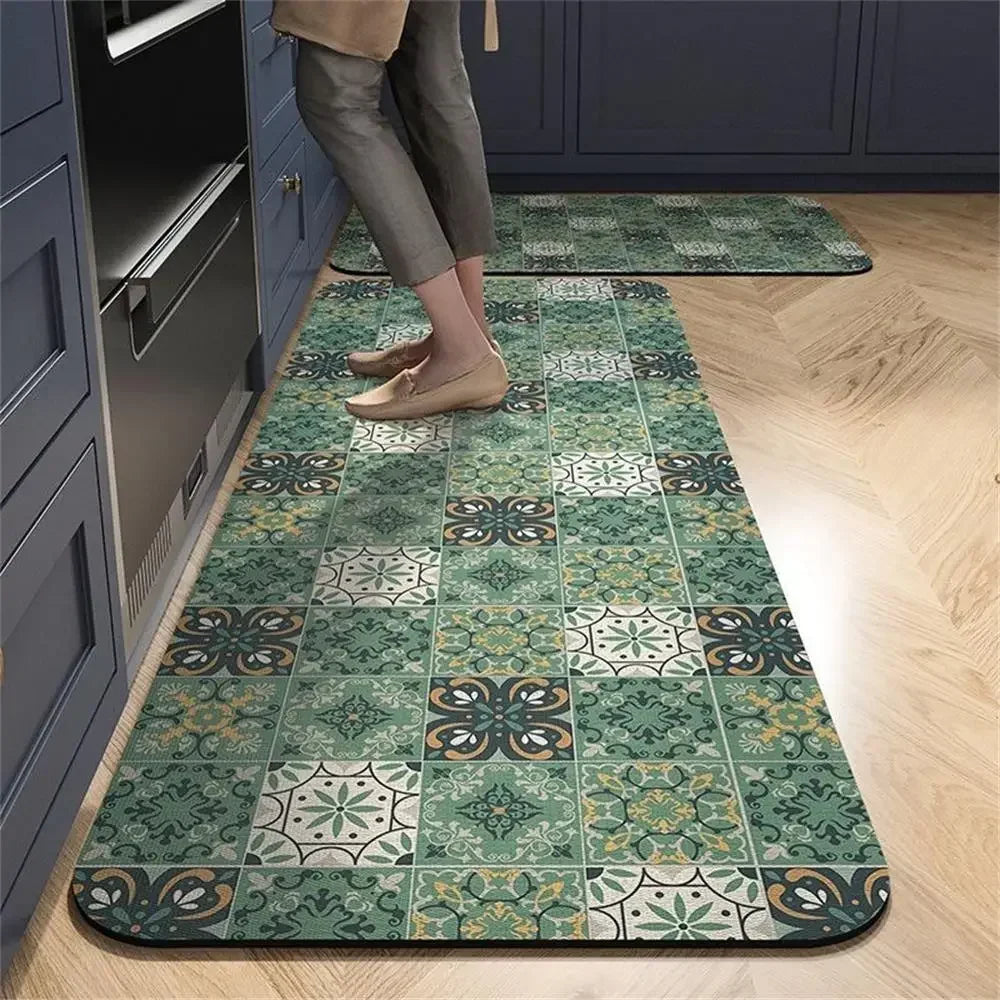 VIKAMA 1/2 peças Tapete Vintage para Cozinha, Sala de Estar, Quarto, Tapete de Corredor Antiderrapante, Capacho de Entrada, Decoração para Casa