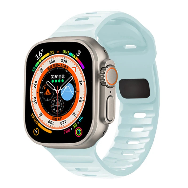 Pulseira de Silicone Sport para Apple Watch, Banda, 49mm, 45mm, 44mm, 42mm, 40mm, 41mm, 38, Pulseira Correa, iWatch Series 9, 8, 7, 6, 5, 4, 3, SE, ultra