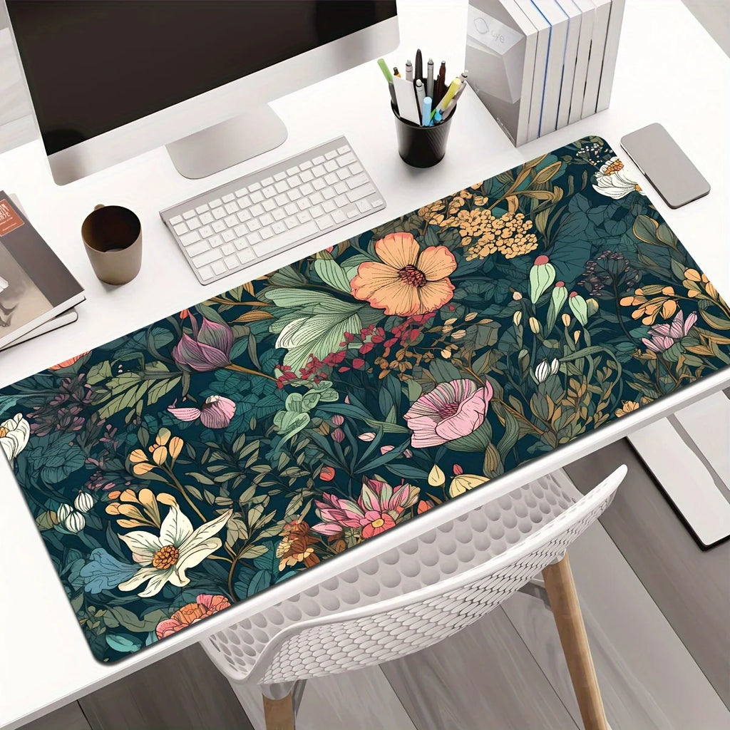 Lindas almofadas florais grande mouse pad para jogos com base de borracha antiderrapante design de costura precisa lavável e durável para uso em escritório