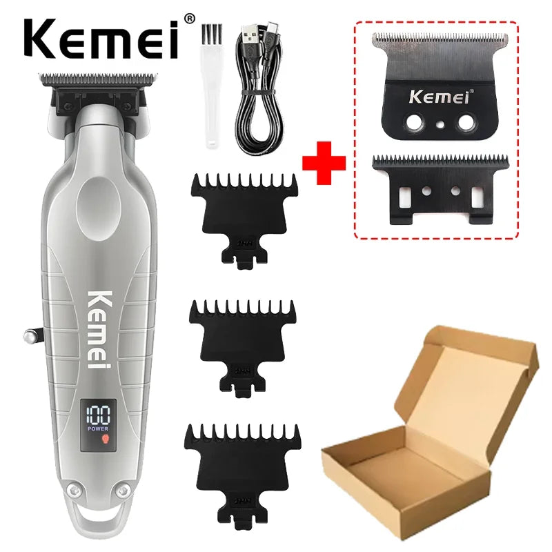 Máquina de Corte Profissional Kemei KM-1995 KM-2293 KM-T95, Aparador de Cabelo Elétrico com Display LCD