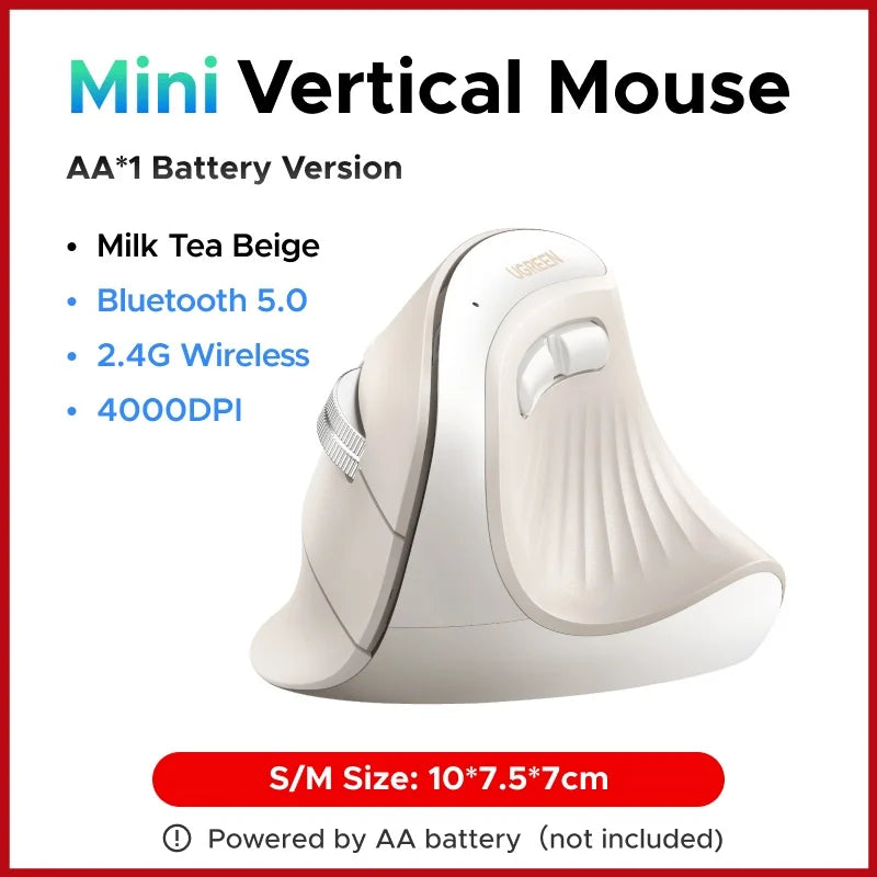 Ugreen mouse vertical sem fio bluetooth5.0 2.4g ergonômico 4000dpi 6 botões mudo para macbook tablet laptops computador pc ratos