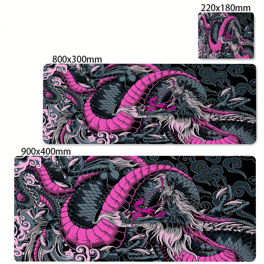 Preto e branco dragão grande mouse tapete de jogos mousepad grande base de borracha mouse pad roxo deskpad eyboard tapetes mousepads 400x900
