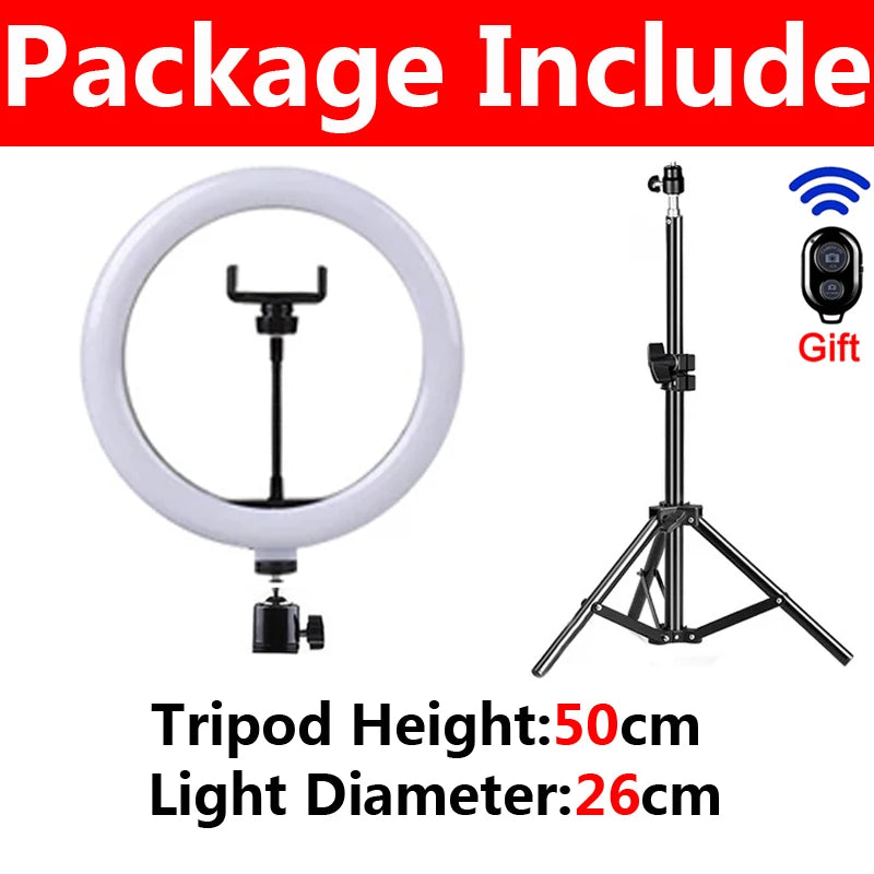 26/33cm led selfie anel de iluminação luz regulável fotográfico selfie anel lâmpada usb controle remoto luz preenchimento para telefone vídeo ao vivo