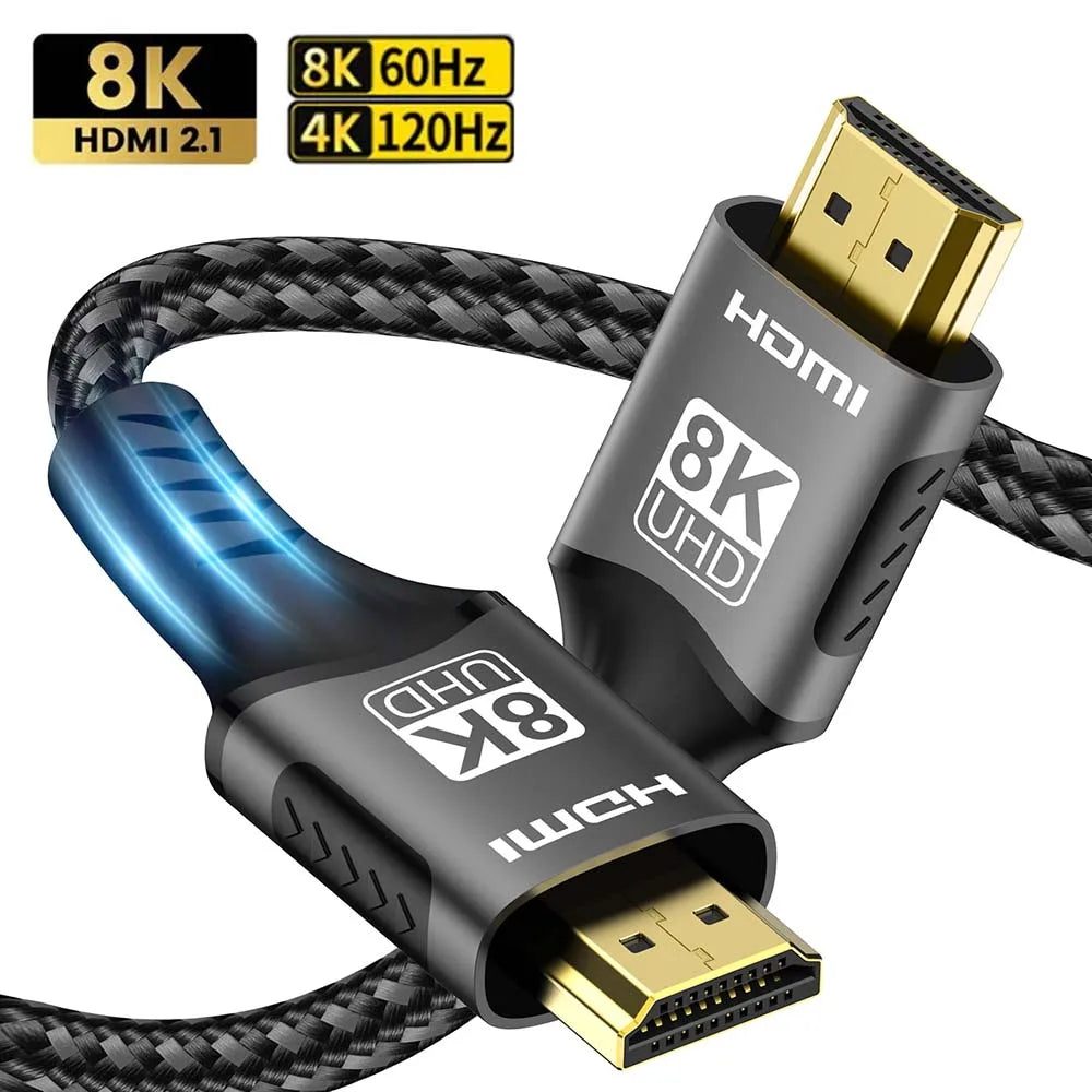 FDBRO Cabo compatível com HDMI para RTX 3080, vídeo eARC HDR, PC Laptop TV Box e PS5, 4K @ 120Hz, 8K @ 60Hz, 2.1 cabo, adaptador de 48Gbps
