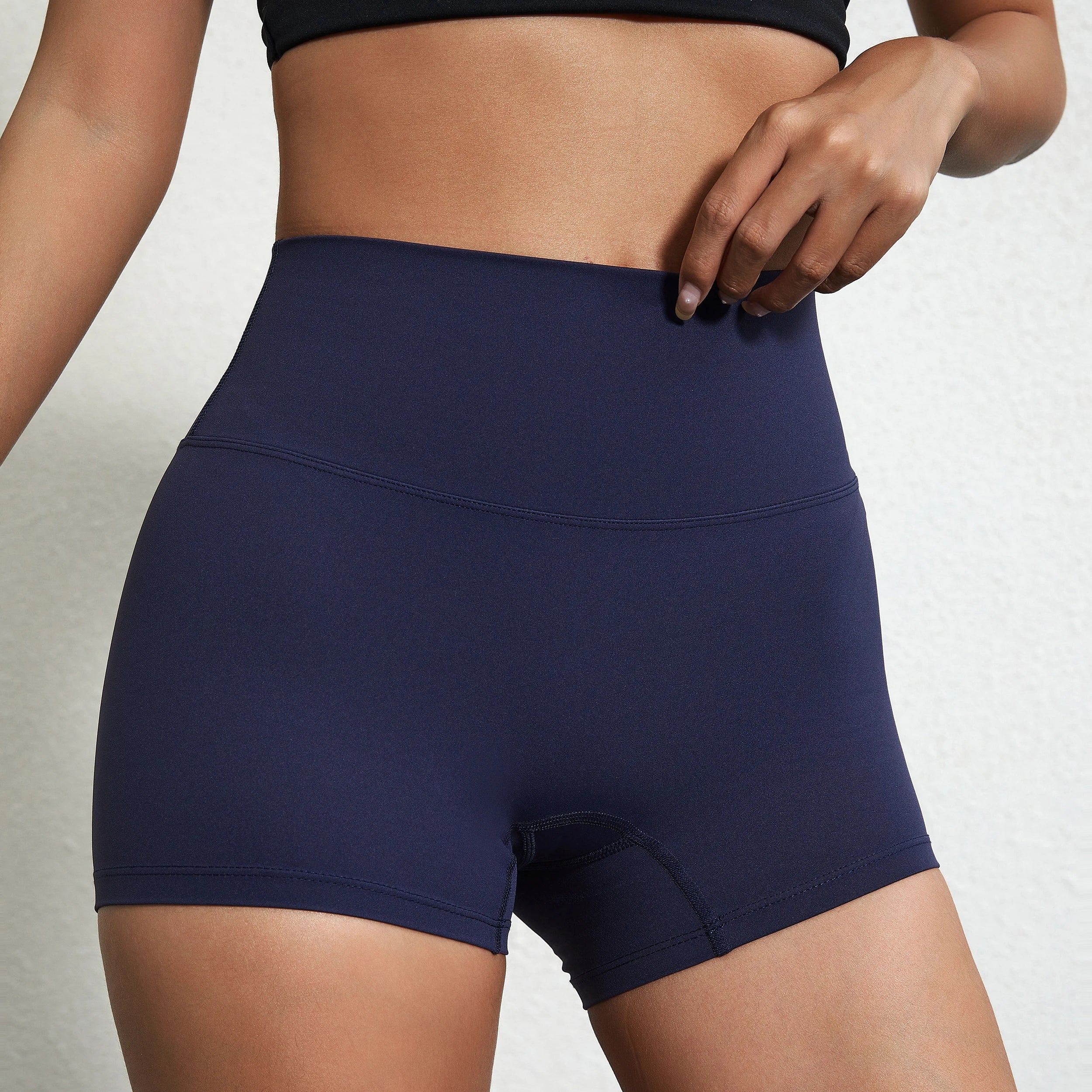 Sexy cor sólida cintura alta atlético yoga perna curta ciclismo feminino fitness esporte curto treinamento abrangente jogging agachamento à prova