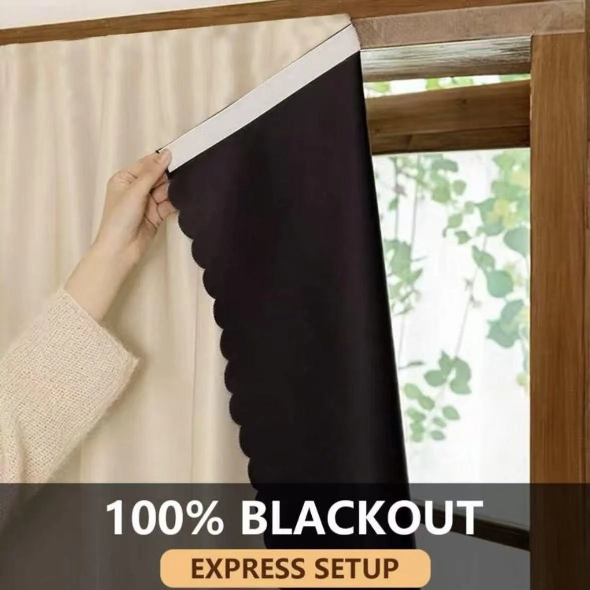 1pc Cortina 100% Blackout, Autoadesiva, Sem Necessidade de Furos, Bloqueio de Luz Solar, Isolamento Térmico, Proteção de Privacidade