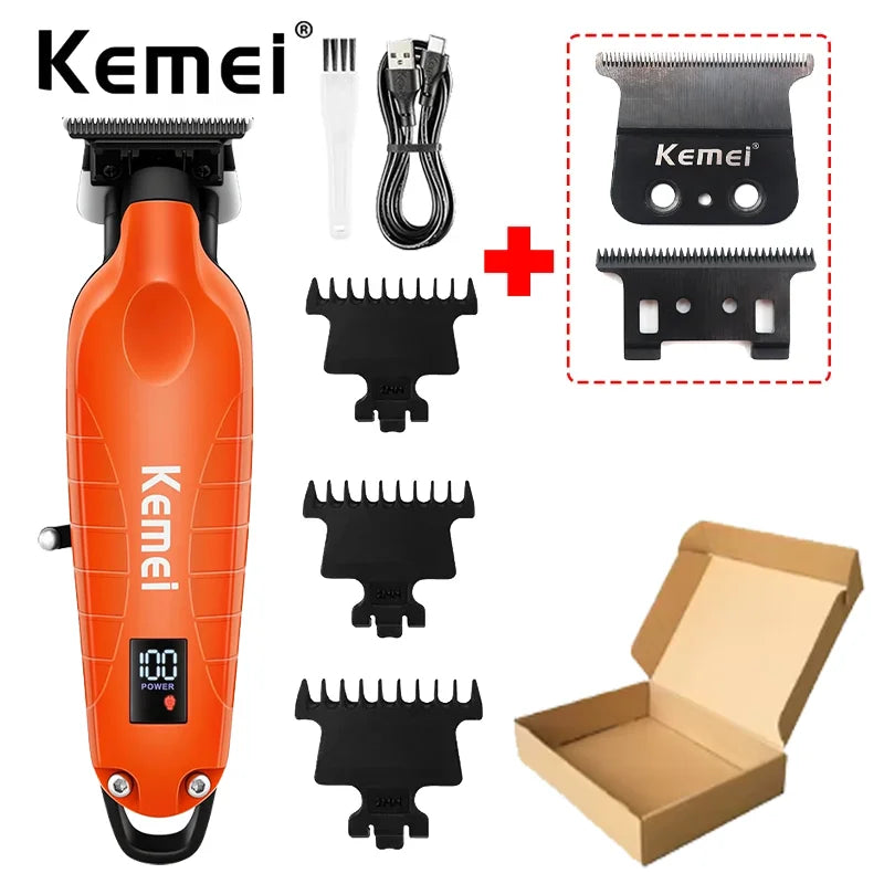Máquina de Corte Profissional Kemei KM-1995 KM-2293 KM-T95, Aparador de Cabelo Elétrico com Display LCD