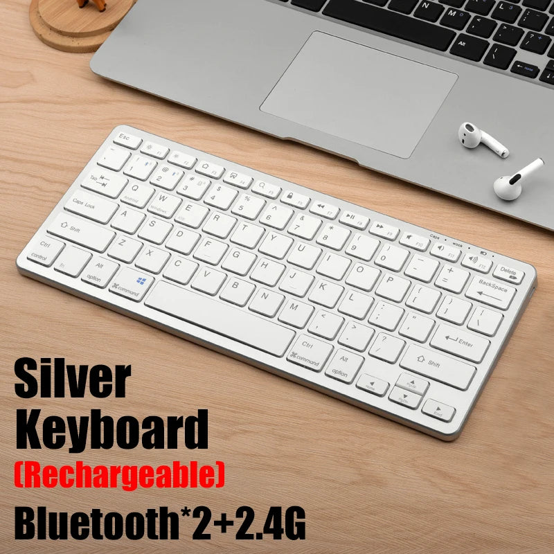 Conjunto de teclado e mouse sem fio 2.4g, bluetooth 5.0, combo de teclado e mouse, 2 modos, mini teclado e mouse para laptop, acessórios para pc