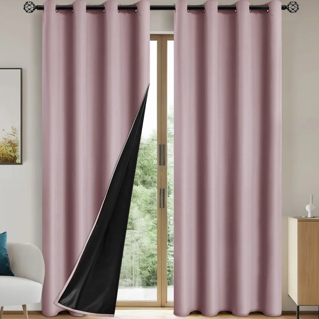 Cortinas Blackout Sólidas 100% com Ilhoses, Cortinas de Privacidade Total para Quarto, Lindas Cortinas para Sala de Estar