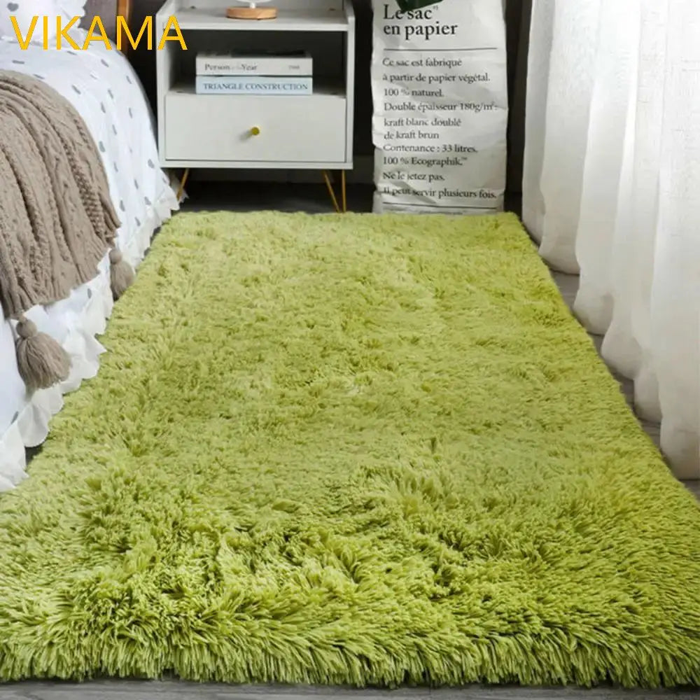 VIKAMA-Tapete simples de lã de seda, cobertor de cama monocromático, mesa de café, quarto e sala, macio de alto grau