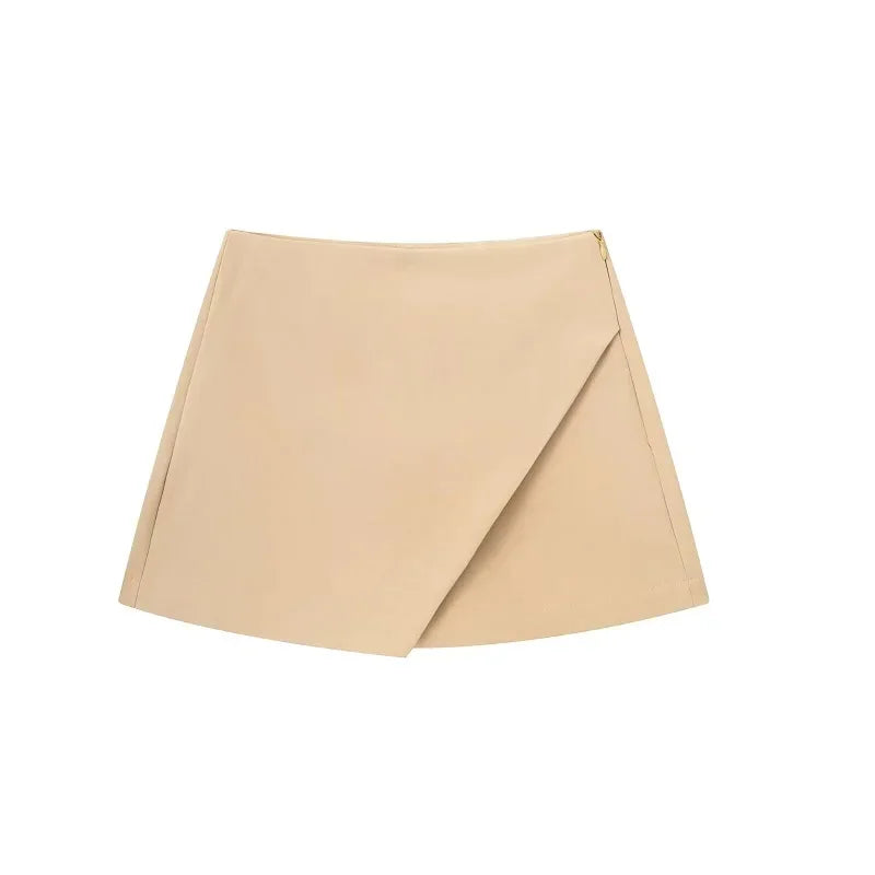 Hxao skort para mulher de cintura alta branco preto saia calças mulher verão 2024 assimétrico cáqui saia shorts casual feminino skort