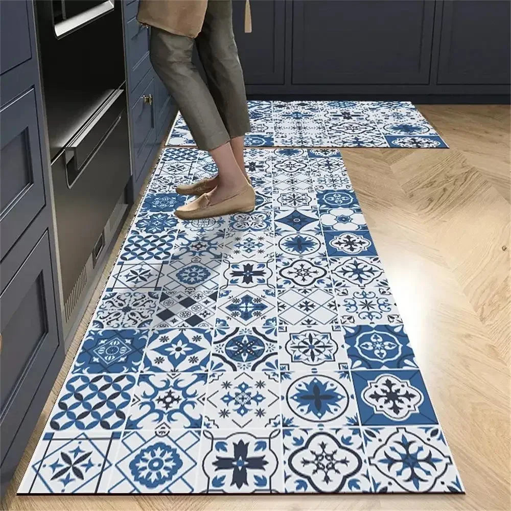 VIKAMA 1/2 peças Tapete Vintage para Cozinha, Sala de Estar, Quarto, Tapete de Corredor Antiderrapante, Capacho de Entrada, Decoração para Casa