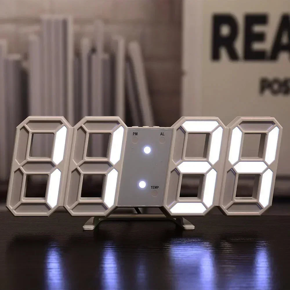 Relógio de parede digital led para decoração de casa, 3d, brilho, modo noturno, ajustável, relógio eletrônico, relógios de decoração, jardim
