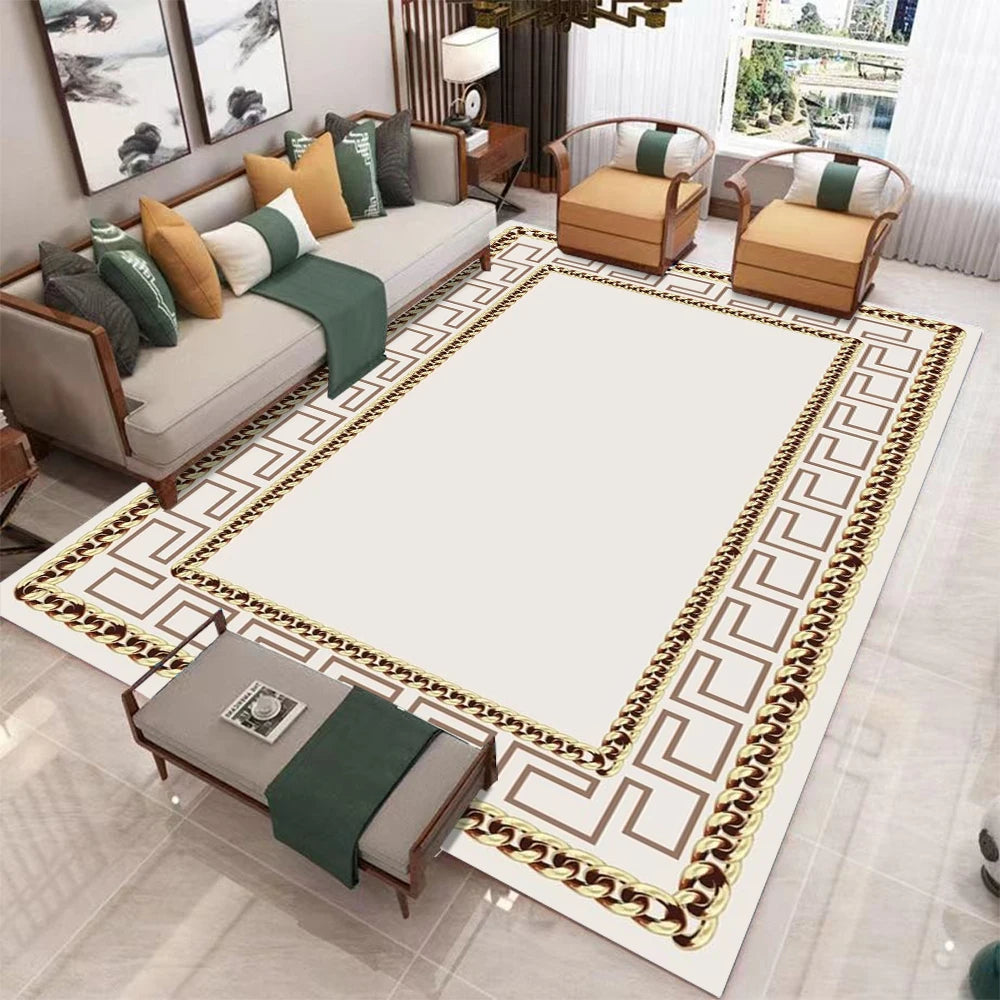Tapetes geométricos nórdicos de luxo, sala de estar, para quarto, sofá, mesa ao lado de grande área, decoração de casa, tapete