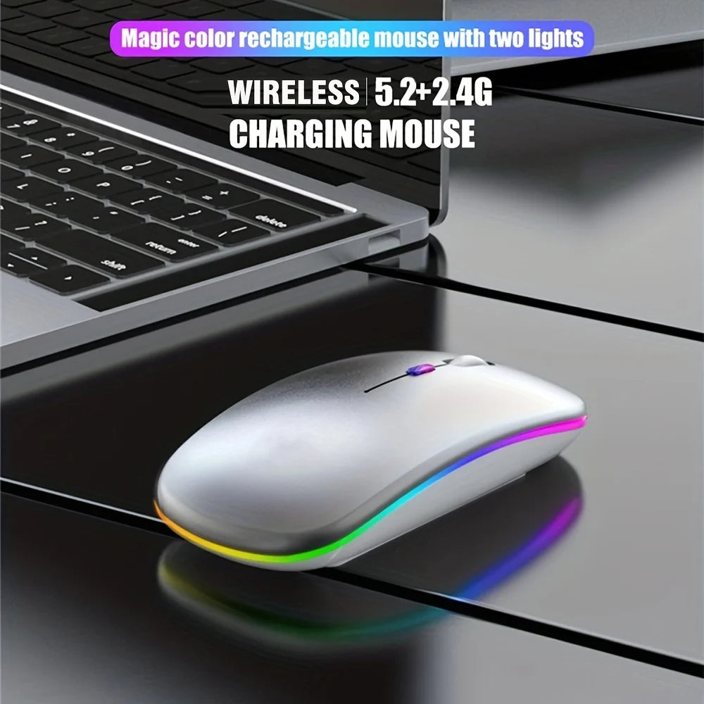 Rato sem fio bluetooth 2.4g modos duplos recarregável ratos rgb ergonômico silencioso clique mouse para computador pc ipad laptops 3600dpi