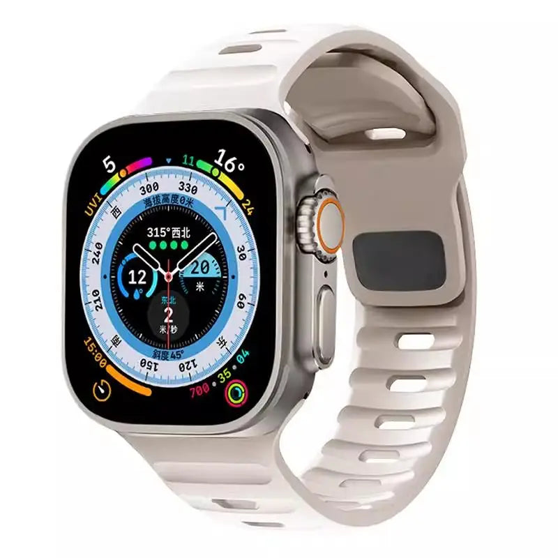 Pulseira de Silicone Sport para Apple Watch, Banda, 49mm, 45mm, 44mm, 42mm, 40mm, 41mm, 38, Pulseira Correa, iWatch Series 9, 8, 7, 6, 5, 4, 3, SE, ultra