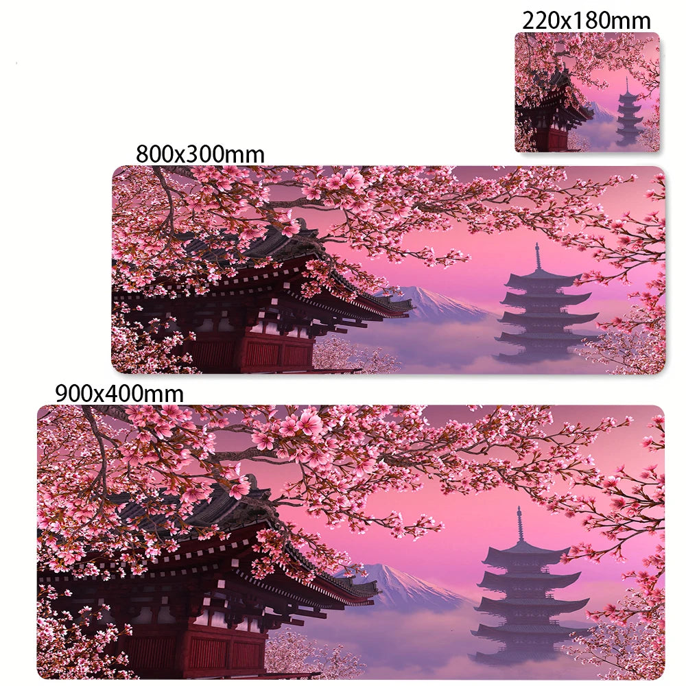 Mouse pad paisagem sakura grande deskmat portátil acessórios do computador mousepad tapetes de borracha anti deslizamento mousepad kawaii playmat