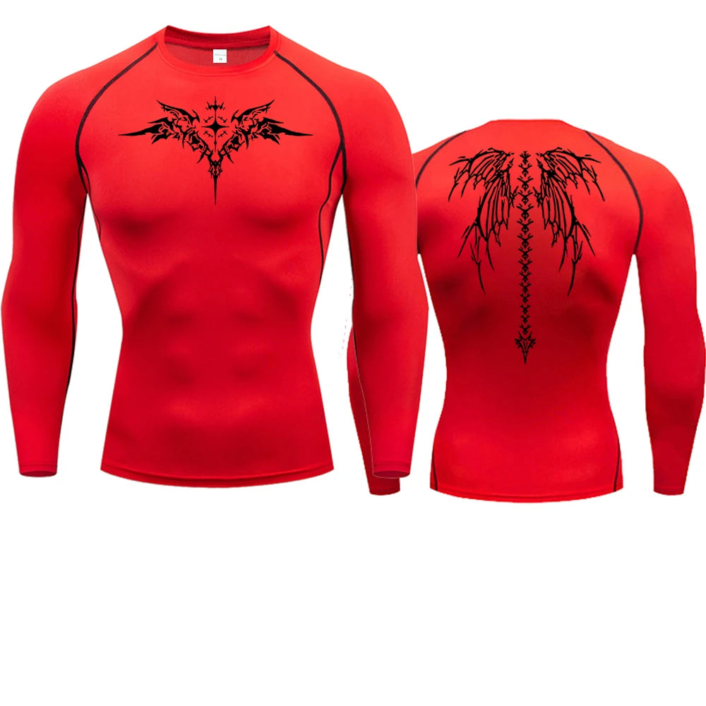 Camiseta de Compressão com Estampa de Anime para Homens, Camiseta de Corrida de Secagem Rápida, Roupas de Fitness, Tops Respiráveis de Manga Curta
