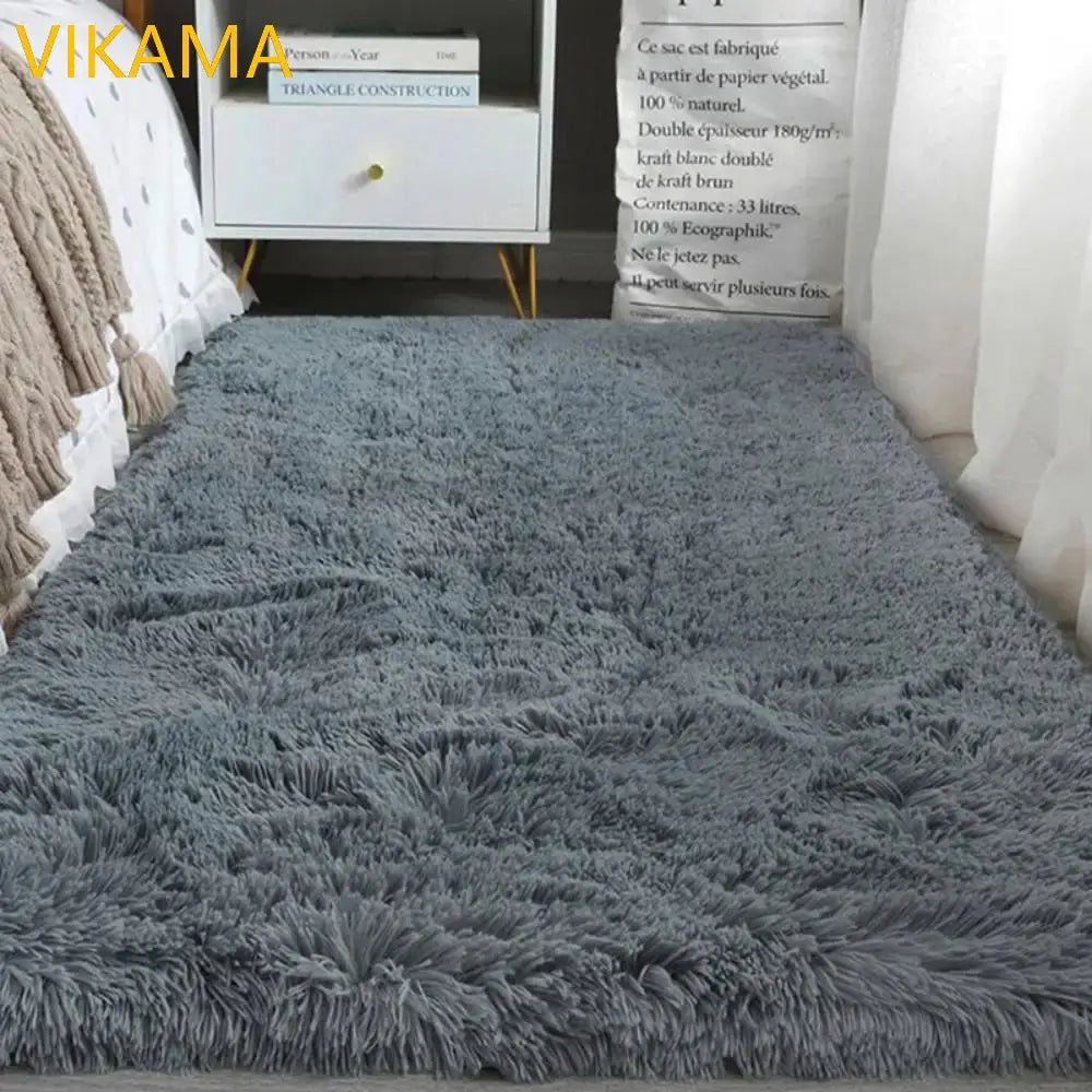 VIKAMA-Tapete simples de lã de seda, cobertor de cama monocromático, mesa de café, quarto e sala, macio de alto grau